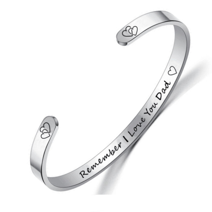 Wholesale MOM DaD SON DAUGHTER Stainless Steel Open C-shaped Engraved Bracelet Ring JDC-BT-LinHeng001