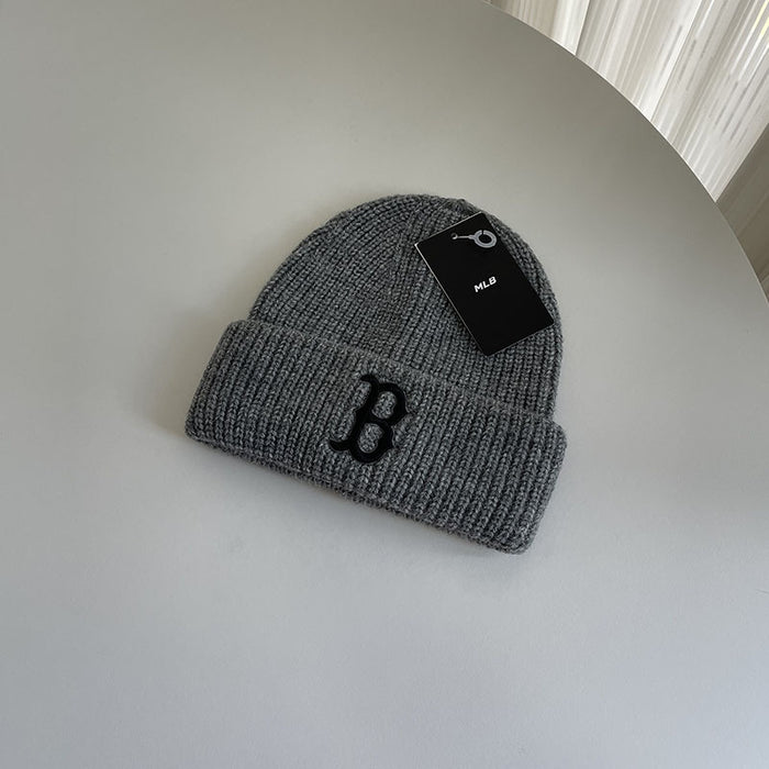 Wholesale autumn and winter cold-proof warm letter embroidered knitted hat ear protection hat JDC-HT-MaiM001