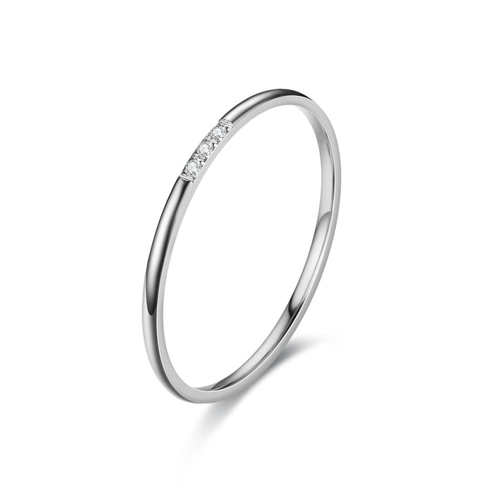 Wholesale Extremely fine simple plain ring zircon titanium steel ring female  non-fading ring