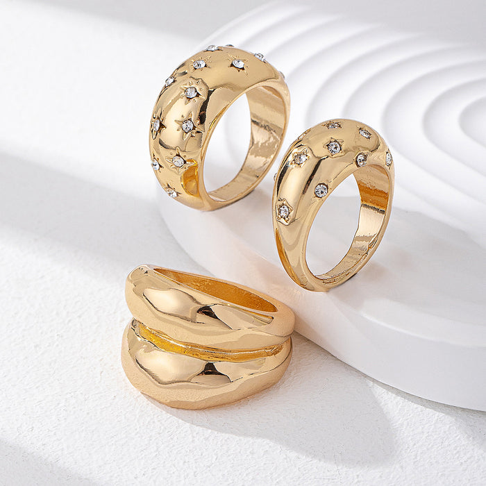 Wholesale  One  Set of Simple Daily Metal Ring Set