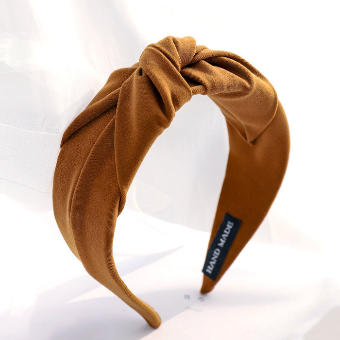 Wholesale Simple Wide Edge Solid Color Cloth Middle Knot Headband JDC-HD-MIs019