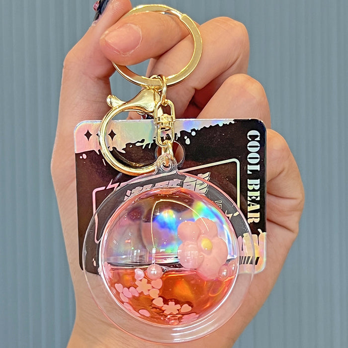 Wholesale Acrylic Flower Quicksand Bottle Keychain JDC-KC-ChaoHe002