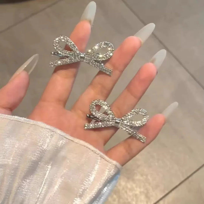 Wholesale Super Flash Rhinestone Bow Hairpin Side Clip Hairpin Clip Head Jewelry