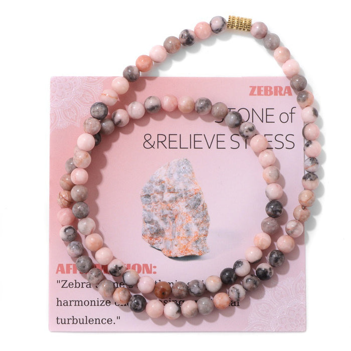 Wholesale 6mm stone bead screw clasp necklace card packaging choker necklace