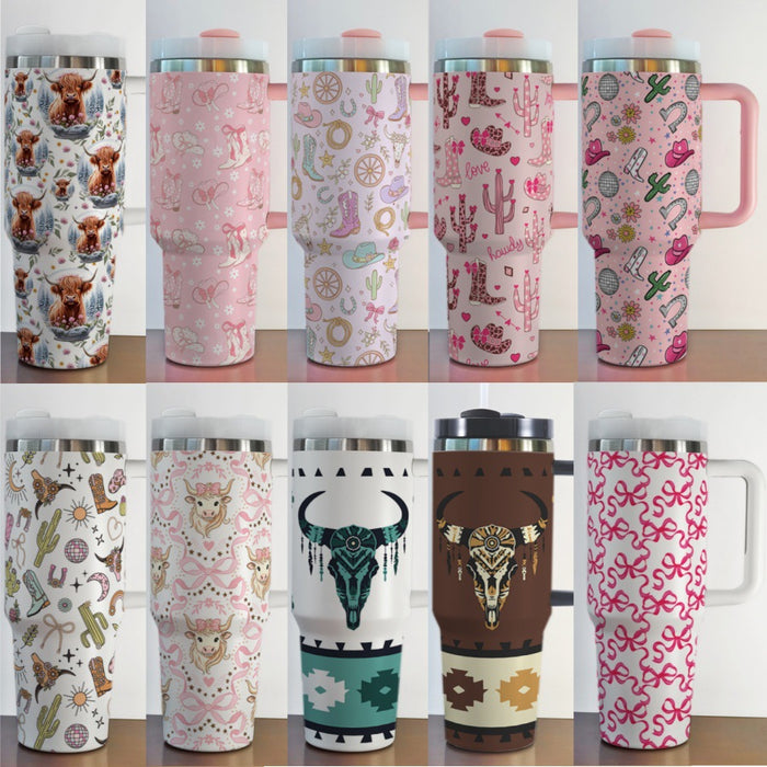 Wholesale Western Cowboy 40oz Stainless Steel Tumbler with Handle Car Cup MOQ≥2
