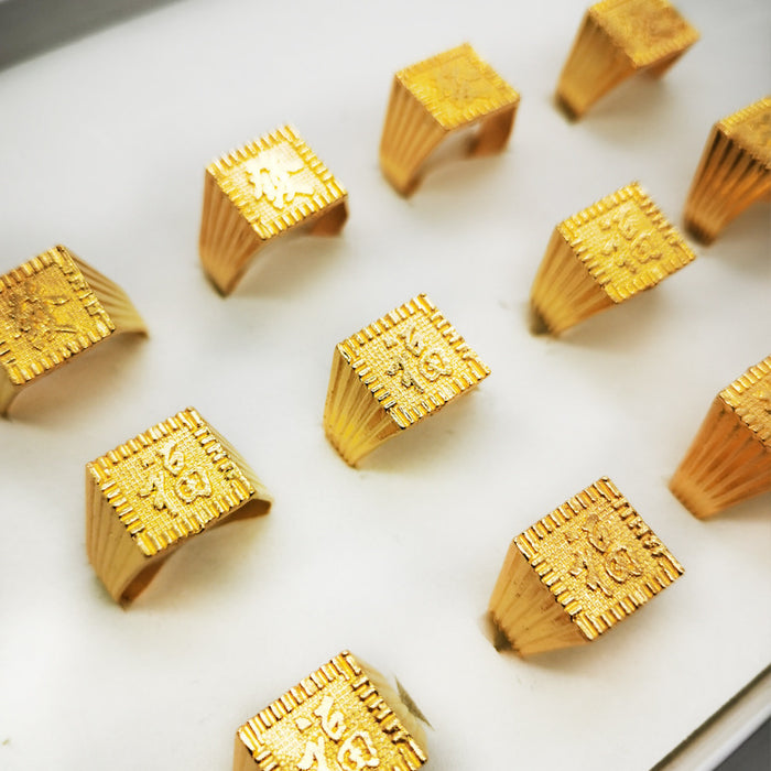 Wholesale 100pcs Imitation gold alloy gold-plated men' s ring open ring for fortune and luck