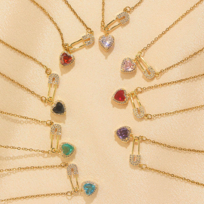 Wholesale Trendy Love Pin Necklace Titanium Steel Real Gold Plating Fashion Accessory