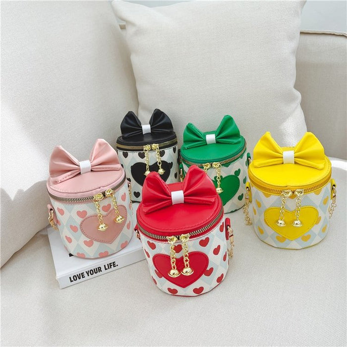 Wholesale PU Love Bow Knot Cylinder Children's Crossbody Bag JDC-SD-KaMan001