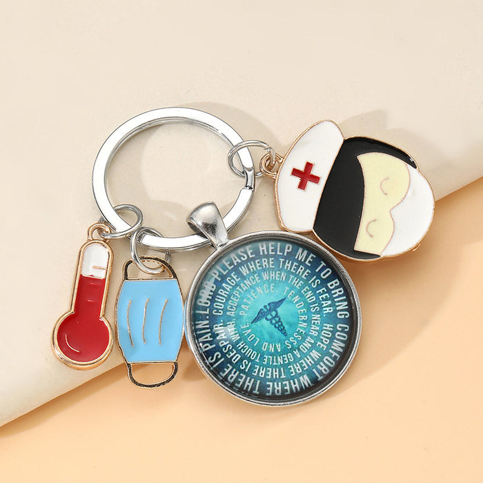 Wholesale Asian Nurses Day Doctor Time Gemstone Alloy Keychain JDC-KC-HuiWen002