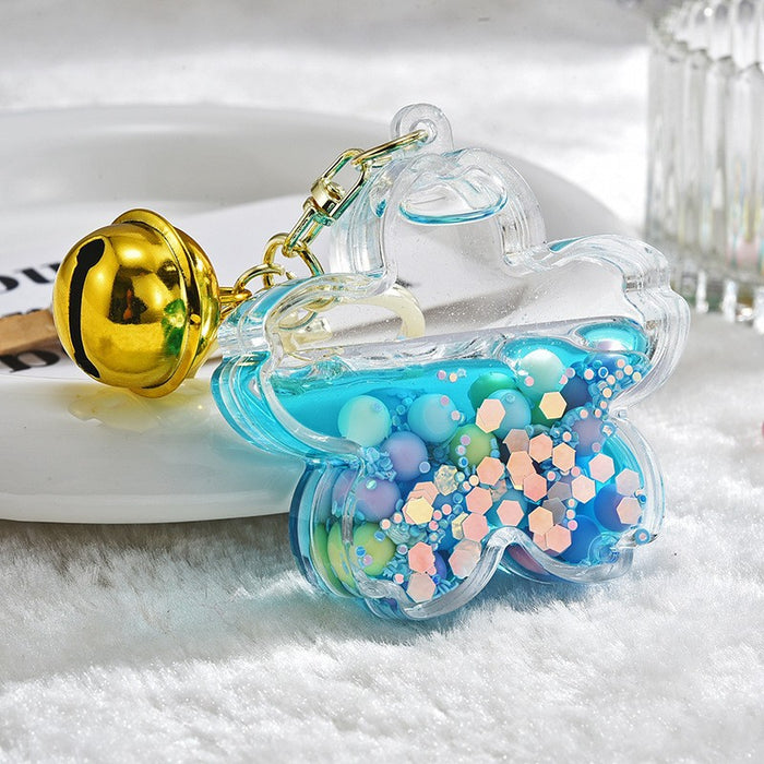 Wholesale Quicksand-Filled Oil Bottle Acrylic Keychain Accessory