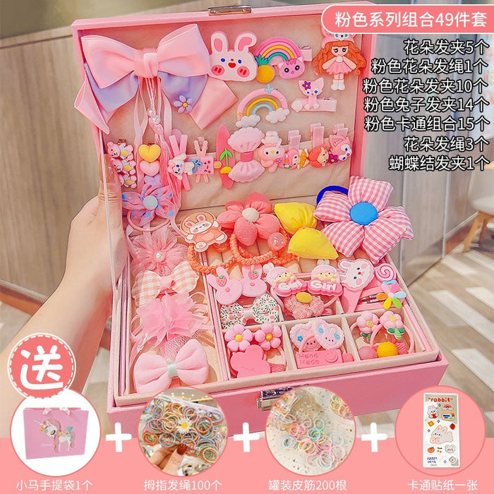 Wholesale Children' s New Headwear Girl Birthday Gift Jewelry Box Princess Girl Hair Accessories Set Gift Box Baby Hair Clip