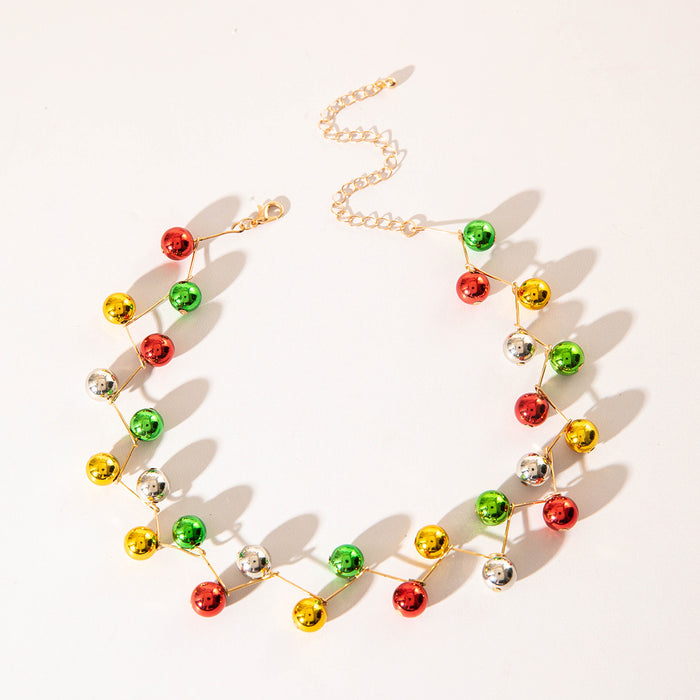 Wholesale Colorful Beaded Geometric Necklace Alloy Clavicle Chain Boutique Resale MOQ≥2