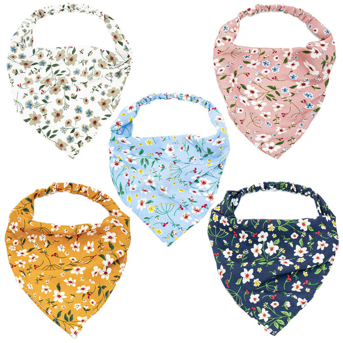 Wholesale band headscarf women's thin floral cloth triangle scarf hair accessories batch