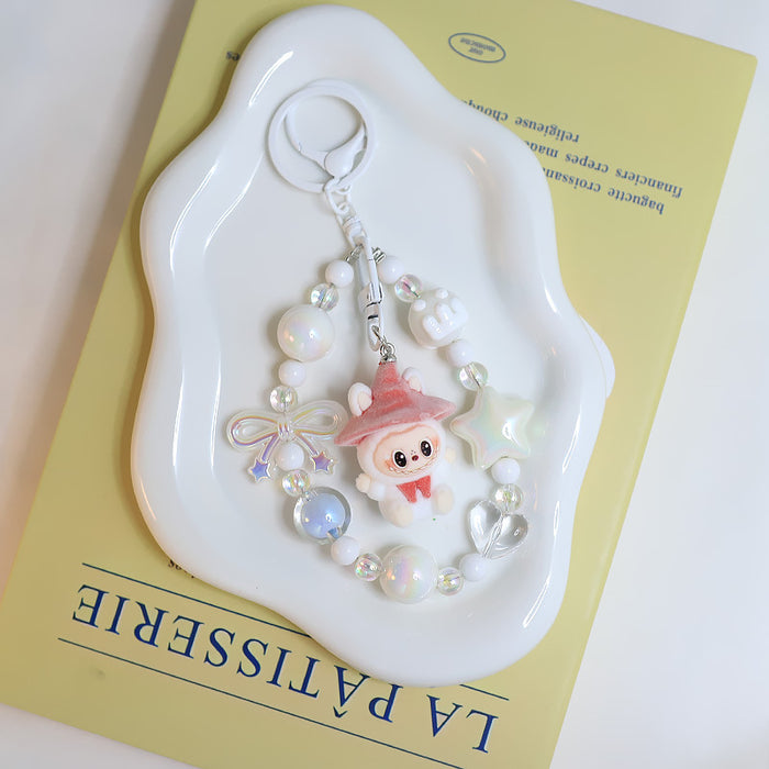 Wholesale Flocking car keychain pendant cartoon cute clown doll bag pendant