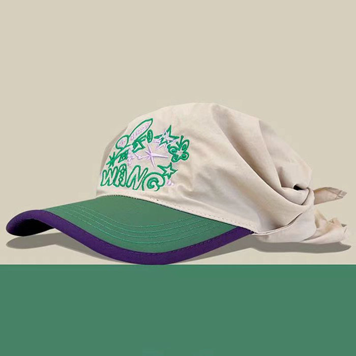 Wholesale Summer casual versatile strap duckbill hat for men, trendy and niche, embroidered letters, contrasting color headscarf hat for women