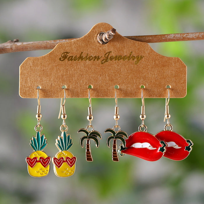 Wholesale Colorful Cactus Chili Maraca Charm Earring Set Party Wear Fashion Accessory