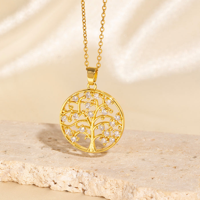 Wholesale Gold-plated copper micropaved zirconia necklace