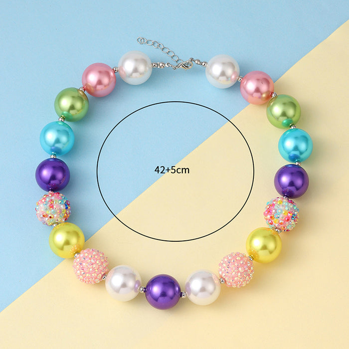 Wholesale Acrylic Rainbow Pearl Necklace JDC-NE-ShengXi003