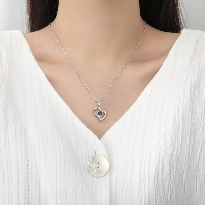 Wholesale LOVE memory clavicle chain LOVE projection Stone LOVE necklace