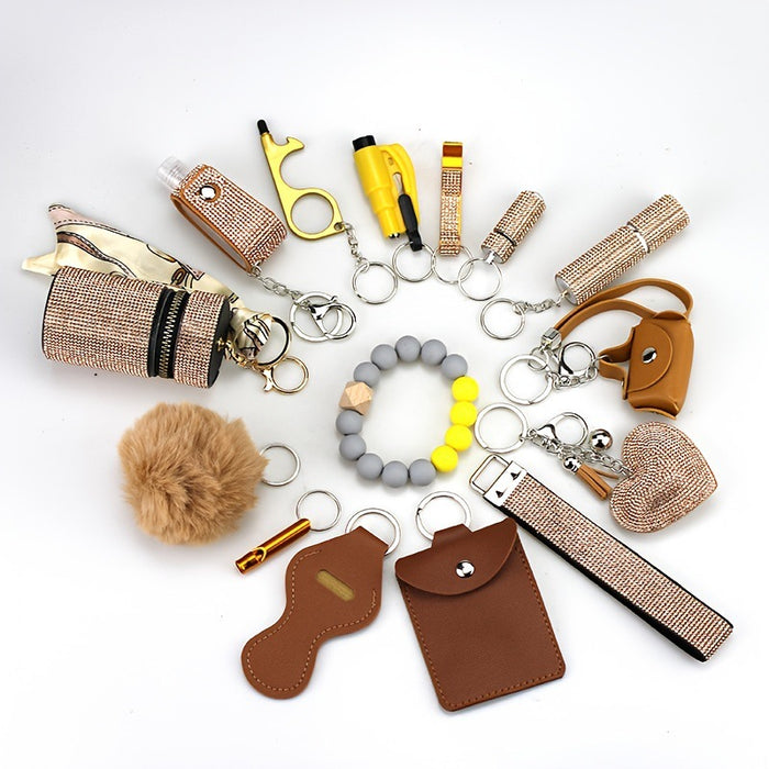 Wholesale Silver Self Defense 15 Piece Keychain Set For Adults Everyday Carry Gift