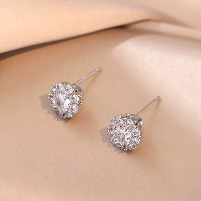 Wholesale Necklace, rotatable ring, earrings, titanium steel necklace, three piece set, niche zircon collarbone chain