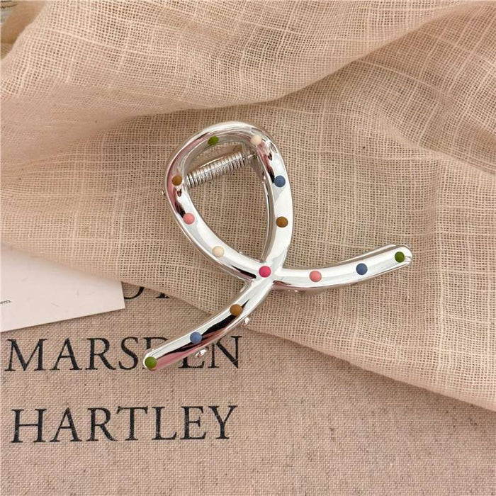 Wholesale Sweet Color Wave Dot silver Geometric Hair Clips