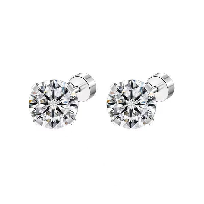 Wholesale Titanium steel ear studs with thread and super sparkling zircon ear bone studs