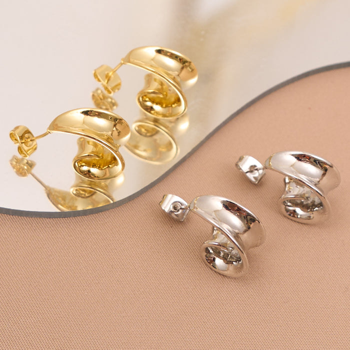 Wholesale Irregular Earrings Wide SurfaCe C-shaped Ear Hoop Glossy High Sense Earrings