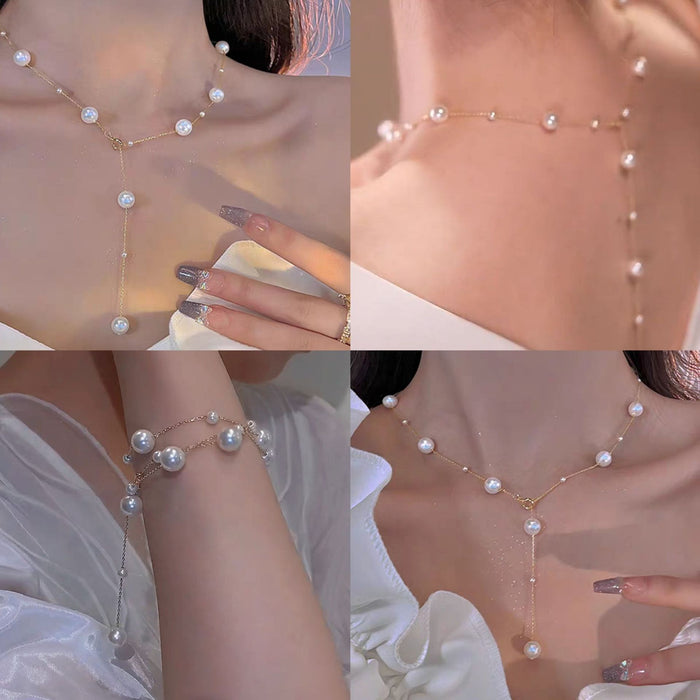 Wholesale Sweater chain pearl long versatile collarbone chain light luxury niche tassel necklace