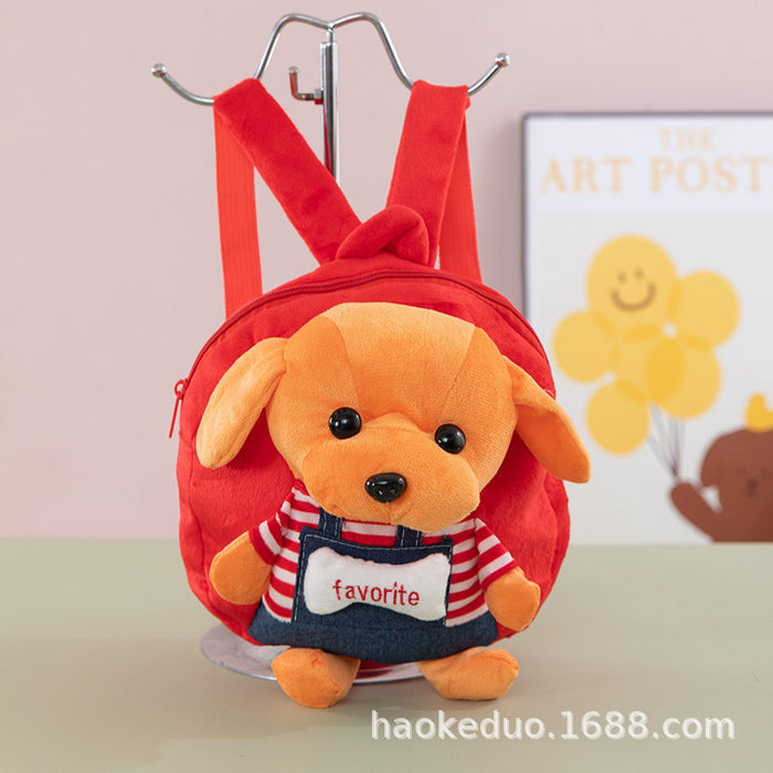 Wholesale Plush small backpack kindergarten school bag cartoon cute girl boy plush backpack