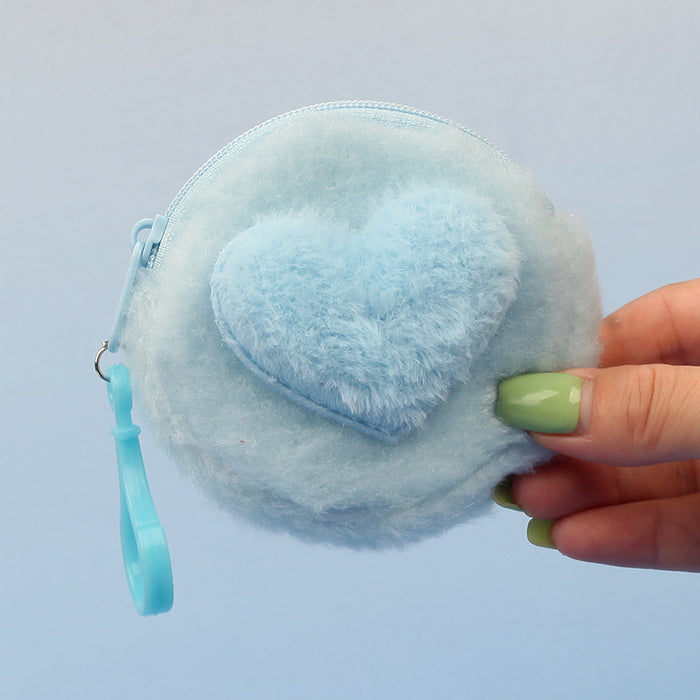 Wholesale Stylish Heart Shaped Plush Pouch For Women Coin Wallet Earphone Case Card Holder Gift Everyday Use