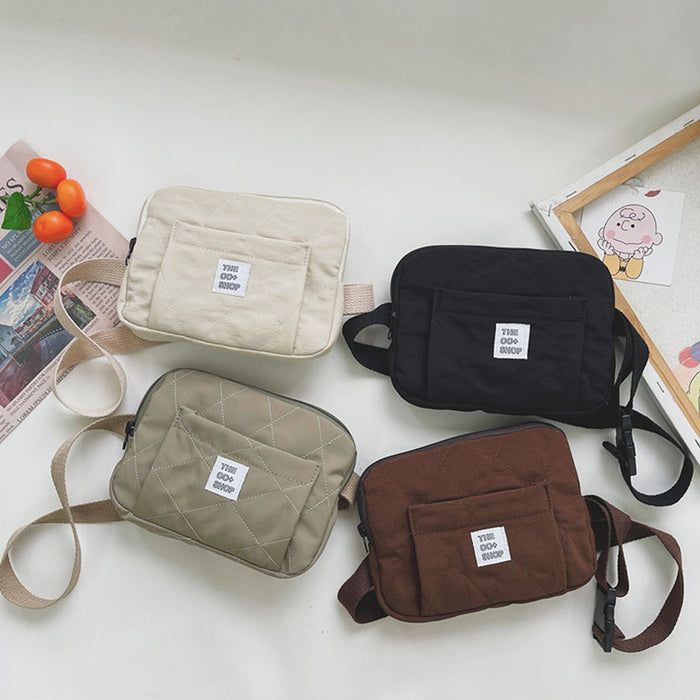 Wholesale Canvas New Handsome Children's Chest Bag Fashion Rhombus Embroidery Bag JDC-SD-YuanDuo074