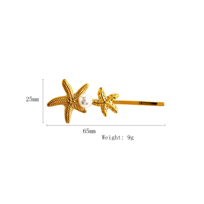 Wholesale Popular and fashionable stainless steel hair clips with a high-end feel, wholesale of starfish and sea shell flat clips