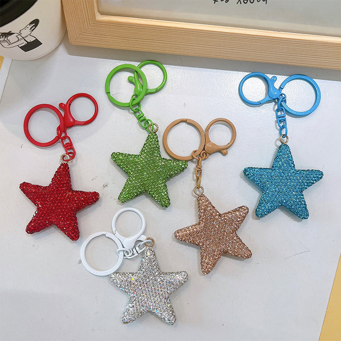 Wholesale Full Diamond Five-pointed Star Zinc Alloy Keychain JDC-KC-YanG070