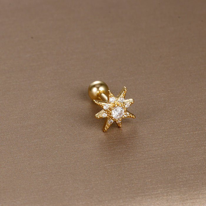 Wholesale Jewelry Stainless Steel Ear Nail Zircon Ball Screw Women