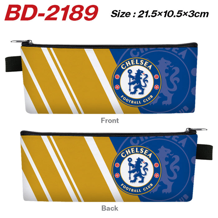 Wholesale Stylish PU Leather Zipper Pencil Pouch Cartoon Sports Team Stationery Organizer For Students Gift