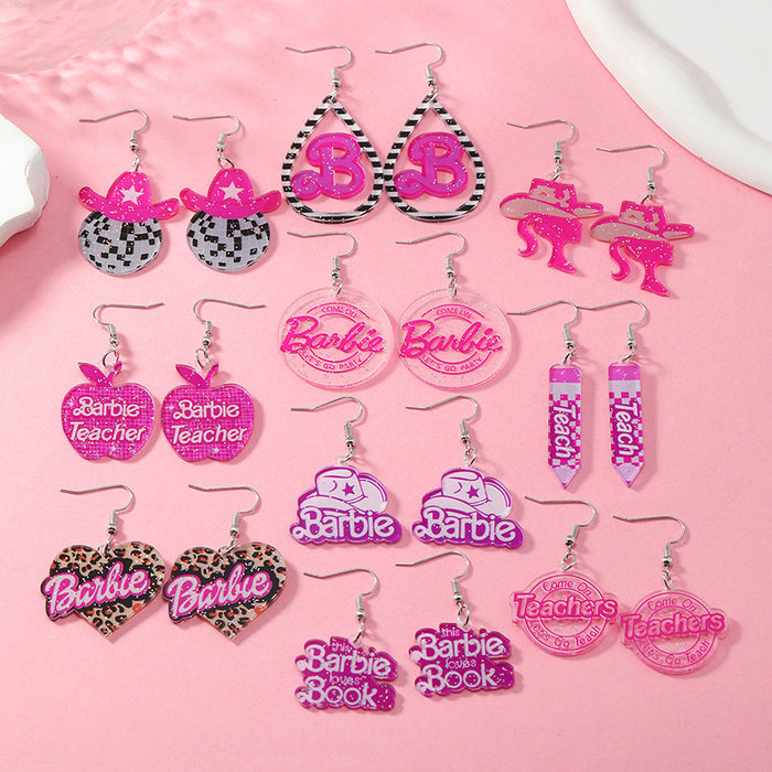 Wholesale Love Lady Apple Teacher Acrylic Earrings JDC-ES-FSY001