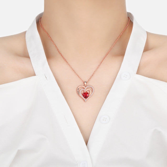 Wholesale Heart necklace Women's  Valentine's Day gift love rose necklace Double Layer Love