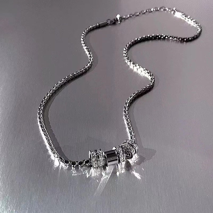 Wholesale Sparkling diamond ring pendant titanium steel necklace, light luxury design, fashionable and versatile temperament, collarbone chain accessory