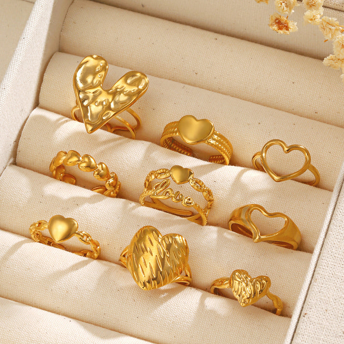 Wholesale Women's Adjustable rings Heart-Shaped Stainless steel rings