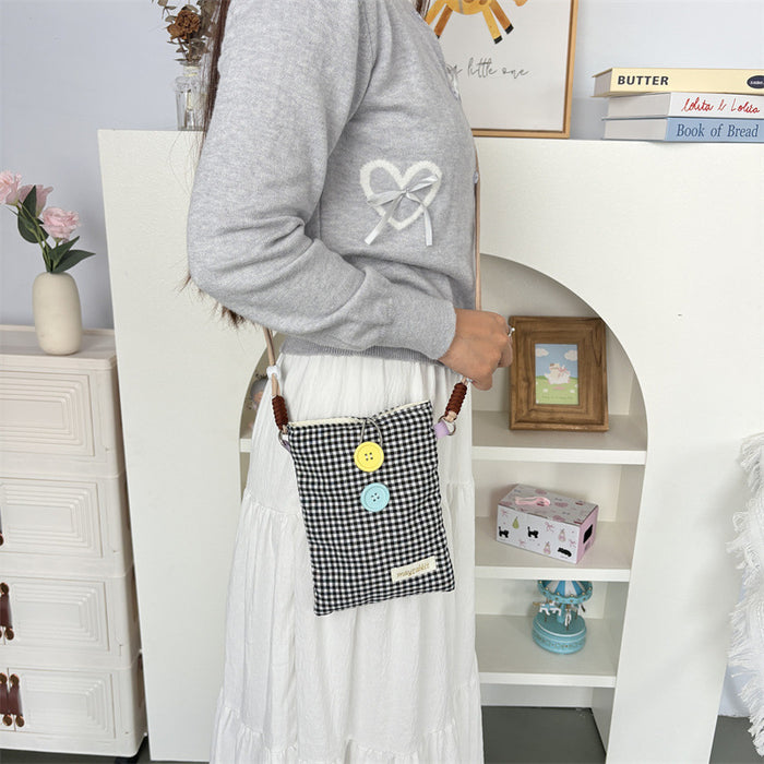 Wholesale Stylish Plaid Button Crossbody Phone Bag Women S Everyday Casual Large Capacity Fashion Accessory Gift