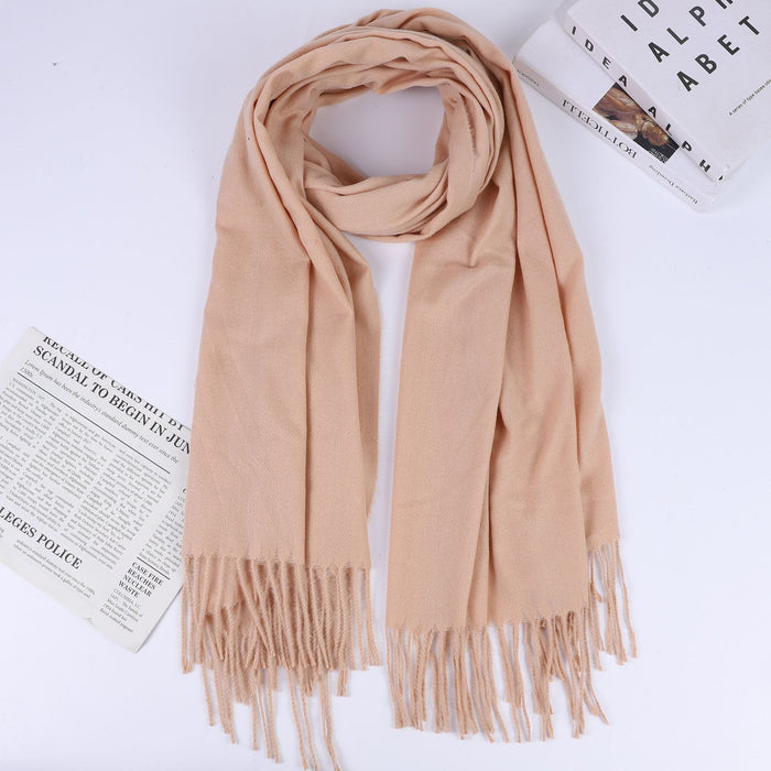 Wholesale Thick Imitation Cashmere Scarf Thorn Hair Scarf Soft and Warm Solid Color Scarf Women's Tassel Scarf Neck Shawl JDC-SF-MC004