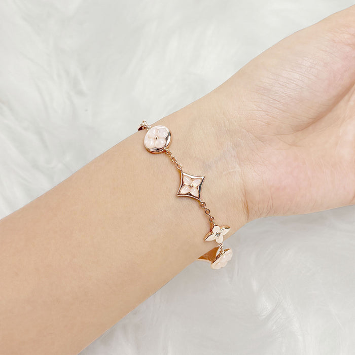 Wholesale Thickly plated 18k rose gold clover and mother-of-pearl bracelet