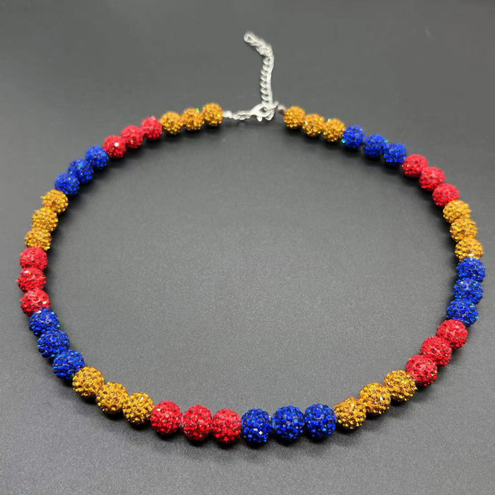 Wholesale Baseball necklace hip hop colorful diamond ball jewelry necklace