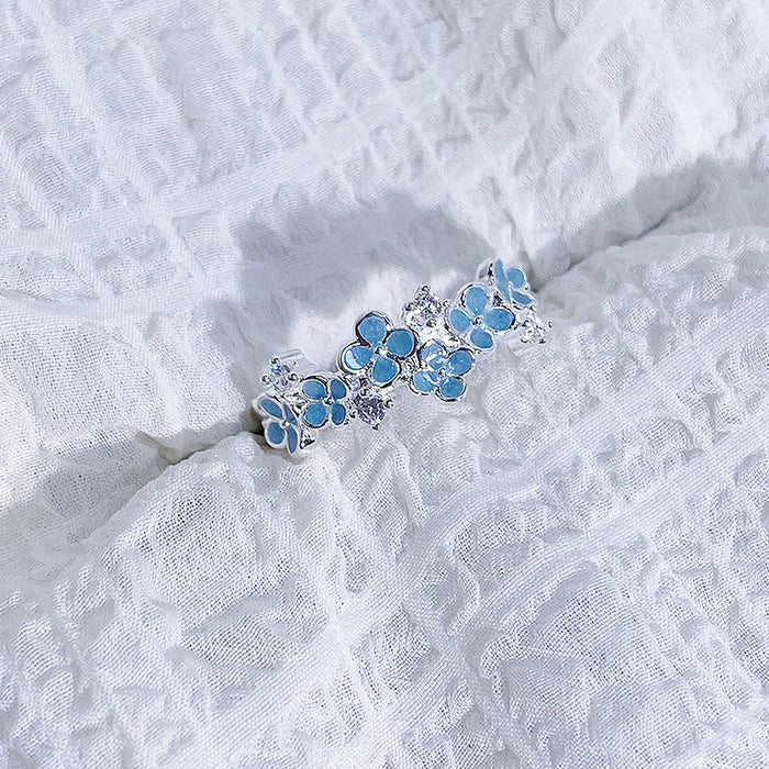 Wholesale Oil-Dropping Enamel Flower Zircon Fairy Open Ring Female Niche Unique Ring