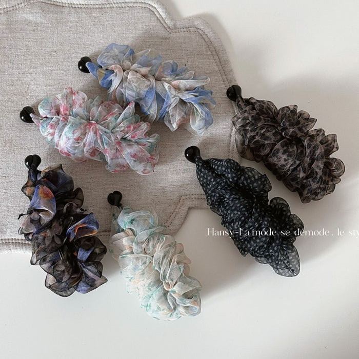 Wholesale Gentle Floral Pleated High-End Fashionable High Ponytail Banana Clip