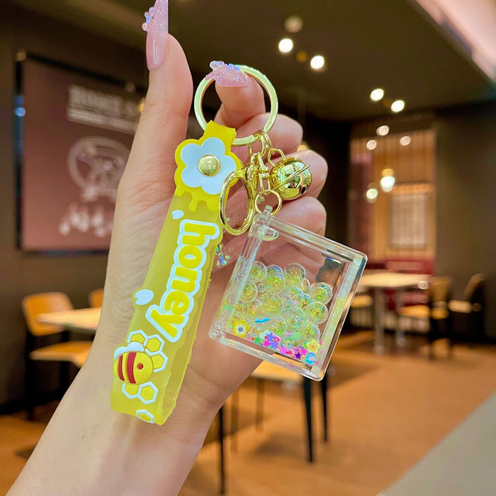 Wholesale Acrylic Quicksand Bottle Oil Keychain JDC-KC-JinM006