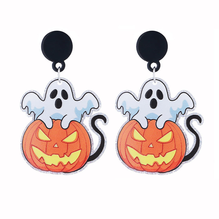 Wholesale  Series Acrylic Earrings Ghost Pumpkin Cartoon Bat Pumpkin Earrings