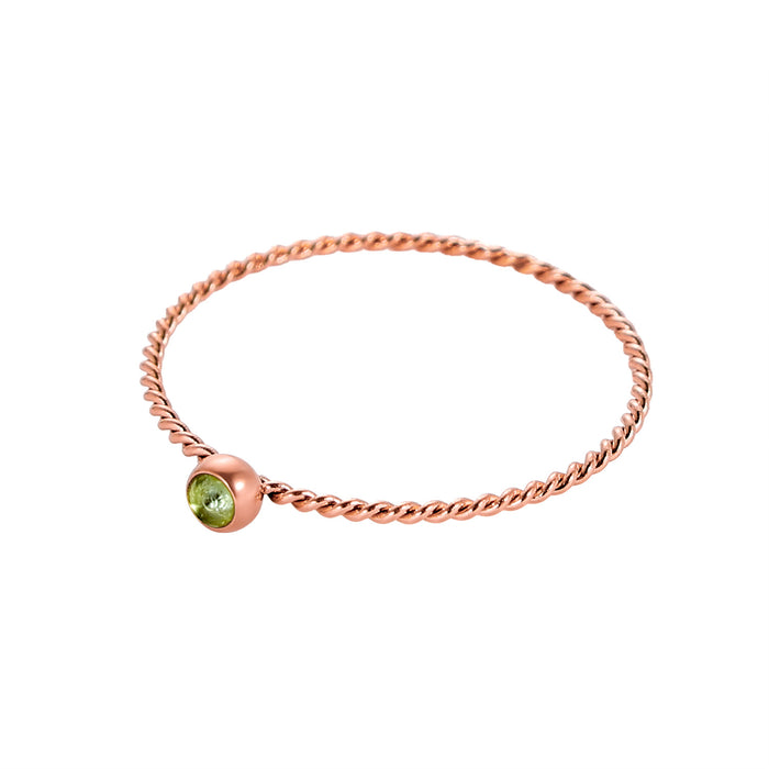 Wholesale Twisted ring with zircon ring stainless steel gold-plated birthstone twisted tail ring