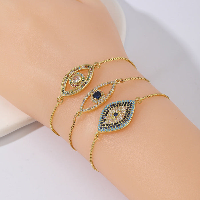 Wholesale Bracelet Copper Color Zirconium Niche Blue Eyes JDC-BT-DRY002